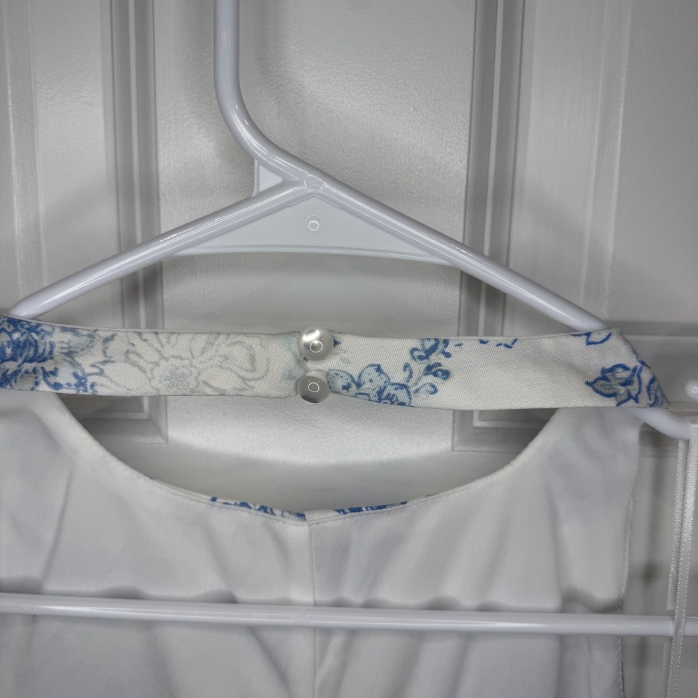 Altar'd State Floral Halter Mini Dress Blue White Toile Fit Flare Size Large - Picture 7 of 10